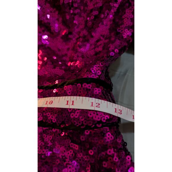 Hot Pink Sequin Mini Dress Women 5 Party Cocktail Clubwear Fit & Flare Prom Hoco - Picture 6 of 16